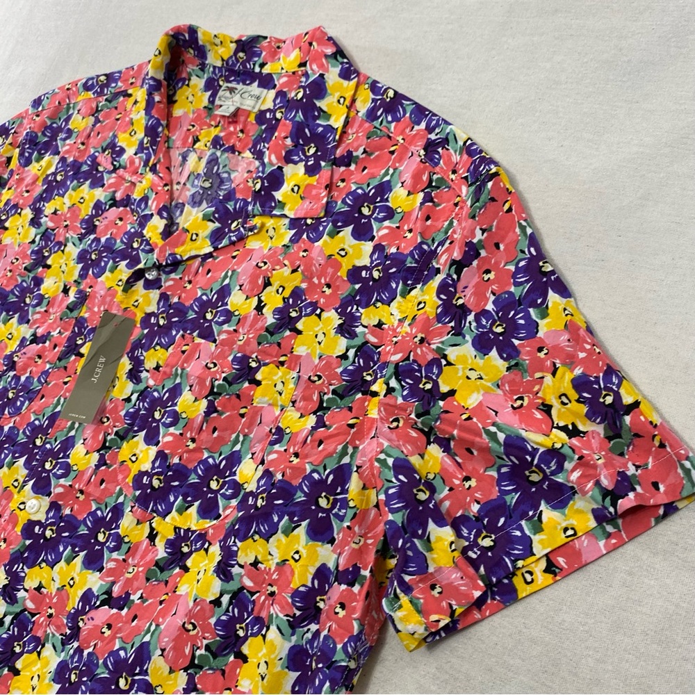 J Crew NWT Shirt Mens L Beach Hawaiian Floral AOP Short Sleeve Camp Collar Loop - Picture 2 of 11